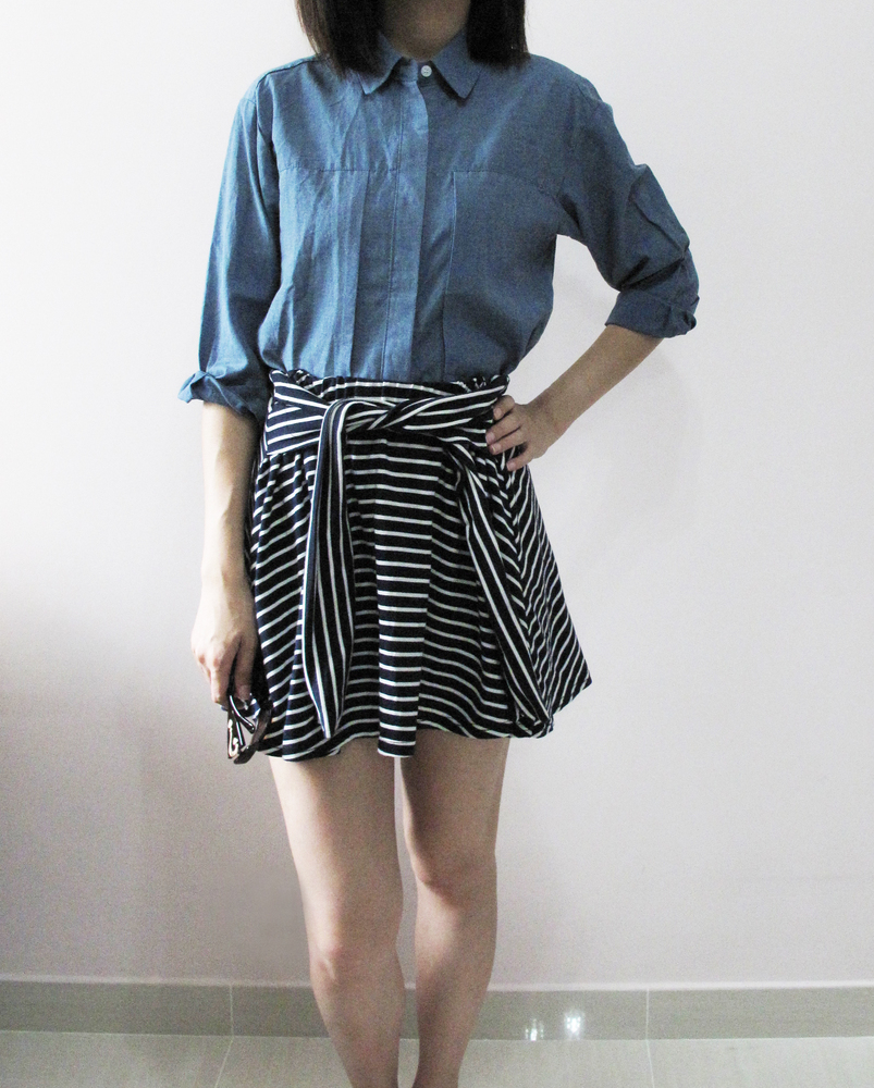 四分袖仿牛仔恤衫