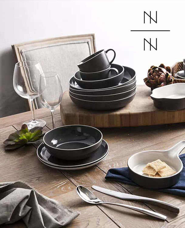 gordon ramsay bread street款瓷盘组(灰底白边)